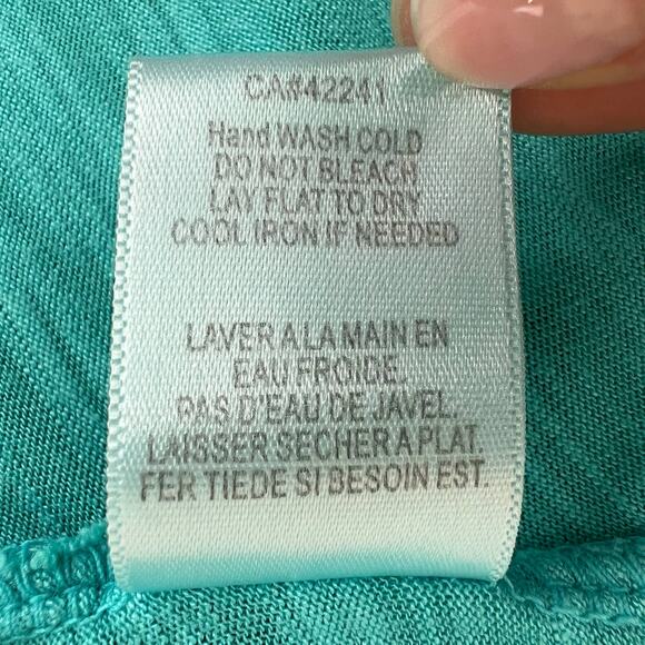 YFB Young Fabulous & Broke Teal Ombre Short Sleeve Drape Back Lightweight Top S - Picture 7 of 8